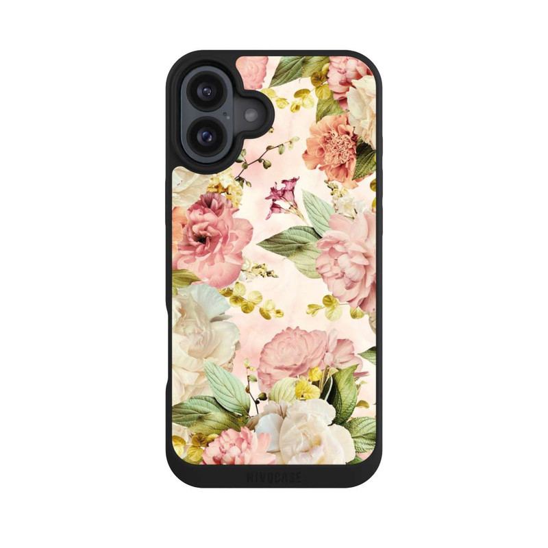 iPhone 16 Plus NIVOpure Blumenrahmen Pfingstrosen Beige