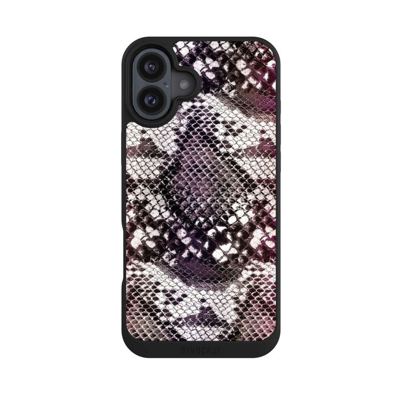 iPhone 16 Plus NIVOpure Burgunderfarbenes Schlangenhaut-Muster