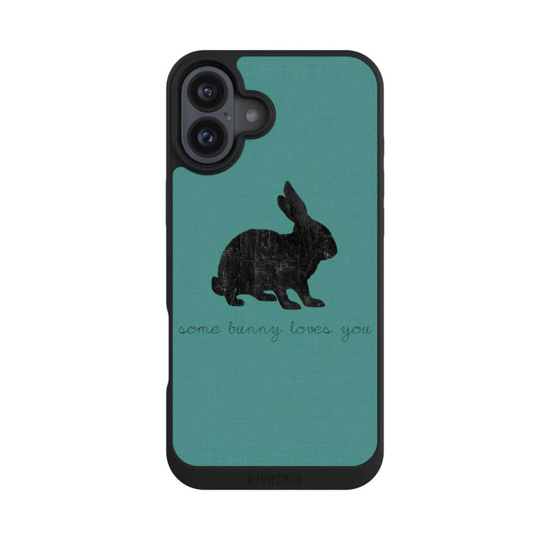 iPhone 16 Plus NIVOpure Some Bunny Loves You - Schwarz auf Türkis