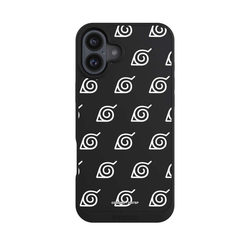iPhone 16 Plus NIVOpure Konoha Pattern Blanc sur Fond Transparent