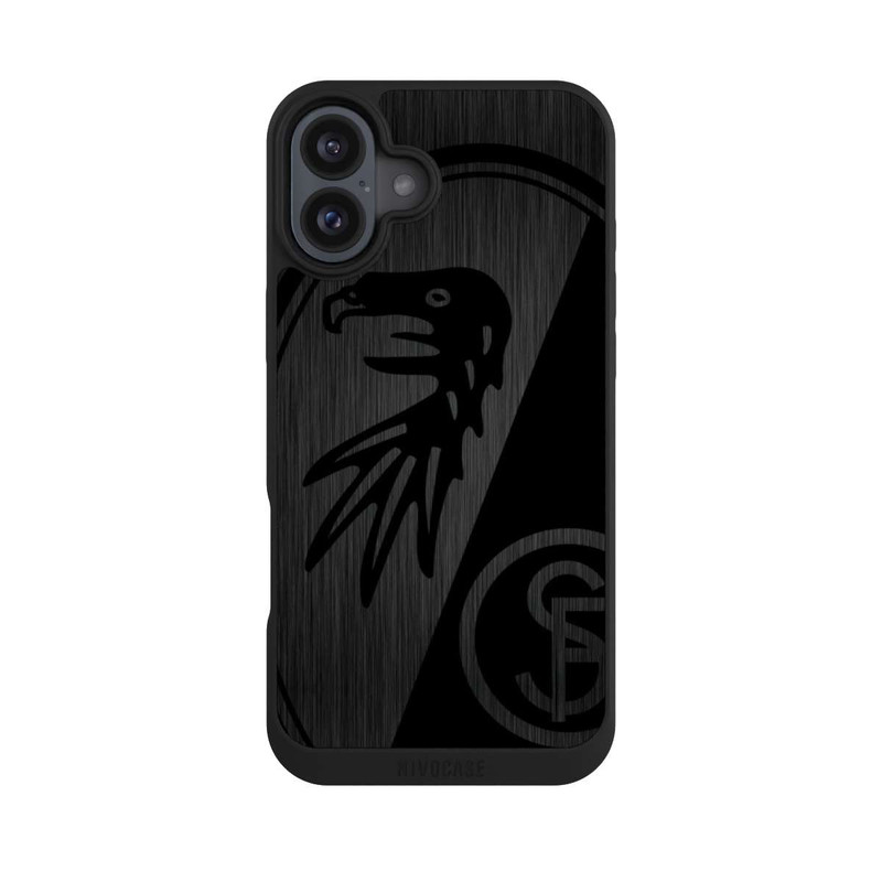 iPhone 16 Plus NIVOpure SC Freiburg Kratzen Horizontal Metall Hintergrund