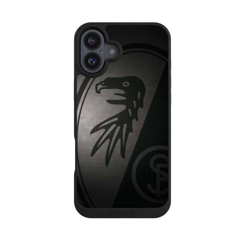 iPhone 16 Plus NIVOpure SC Freiburg Dot Metall Hintergrund
