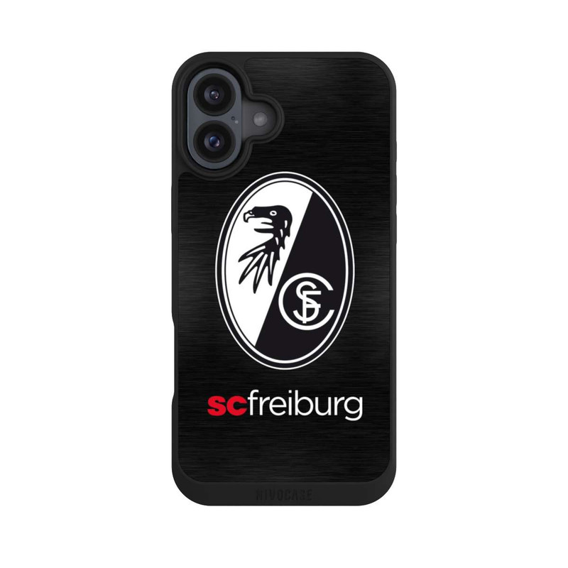 iPhone 16 Plus NIVOpure  Kratzen Metall Hintergrund mit dem Schriftzug  Horizontal SC Freiburg