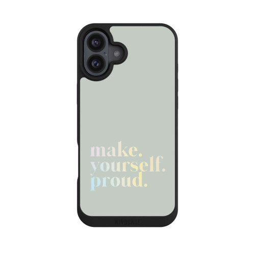 Apple iPhone 16 Plus NIVOpure Make Yourself Proud Zitat-Minze und Farbverlauf