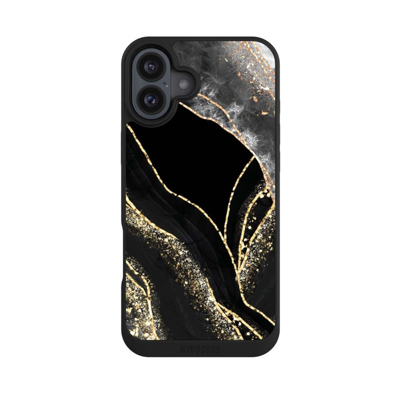 iPhone 16 Plus NIVOpure Dunkler Marmor Gold