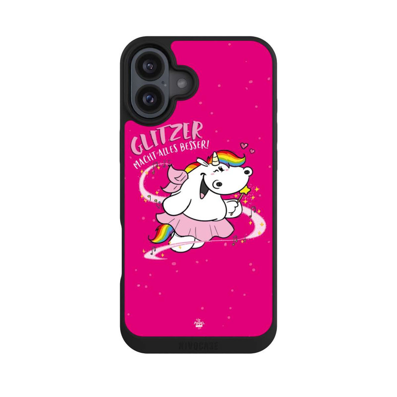 iPhone 16 Plus NIVOpure Pummelfee Glitzer 