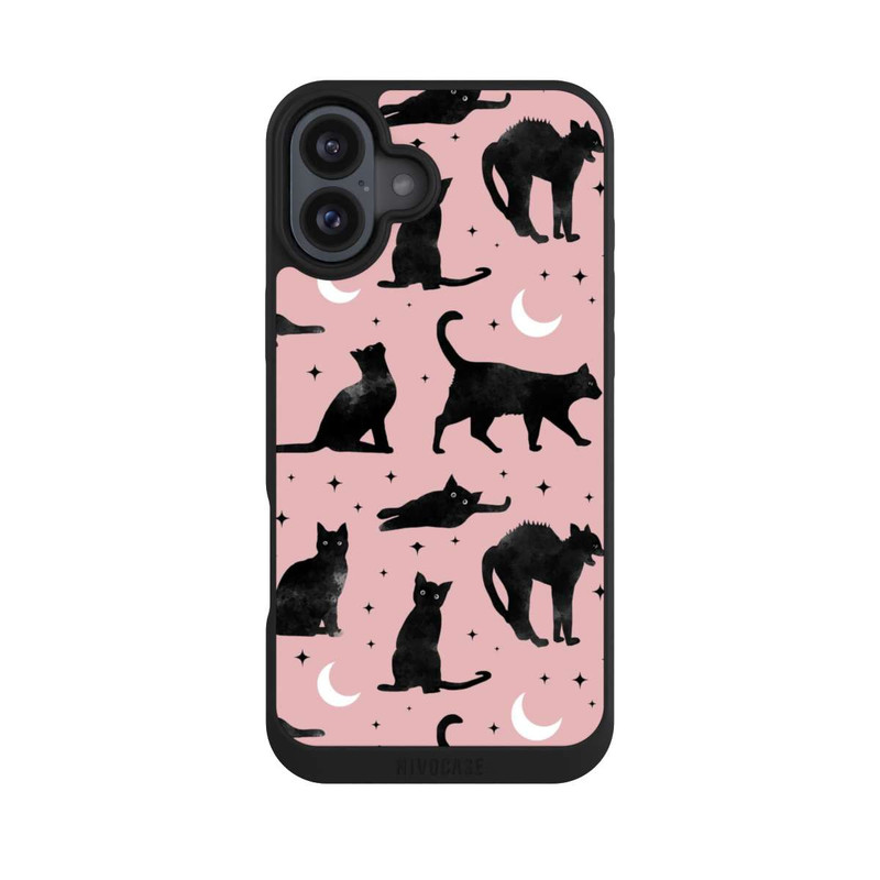 iPhone 16 Plus NIVOpure Katzen und Mond auf Rosa