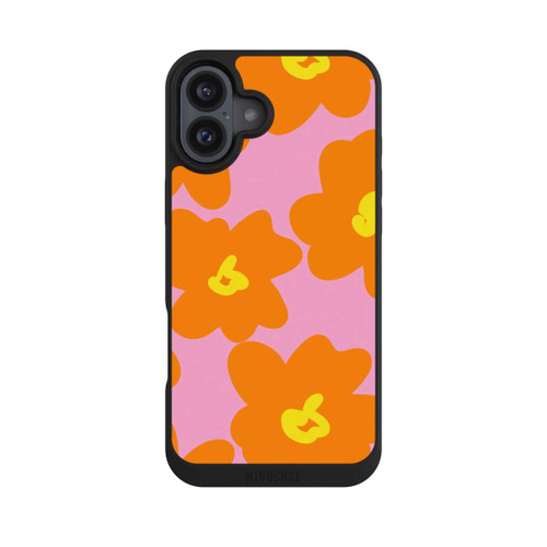 Apple iPhone 16 Plus NIVOpure Retro Blumenmuster Pink und Orange