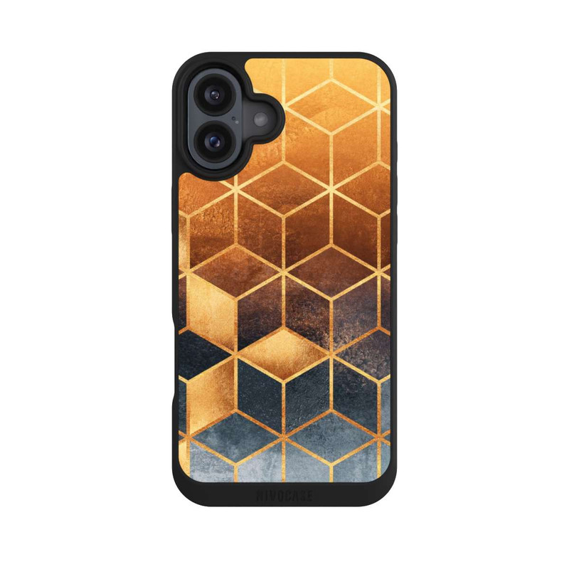 iPhone 16 Plus NIVOpure Würfel goldener Farbverlauf
