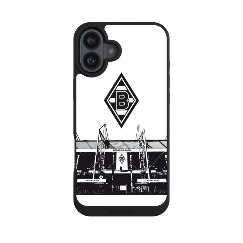 iPhone 16 Plus NIVOpure Borussia-Park Schwarz und Weiß