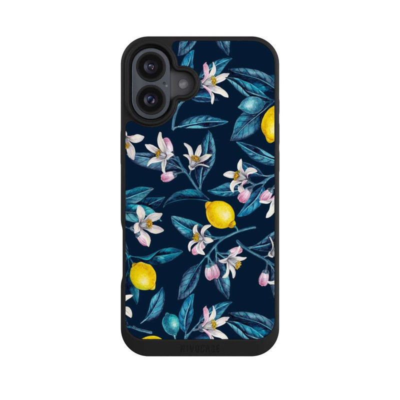 iPhone 16 Plus NIVOpure Citrons et fleurs Foncé