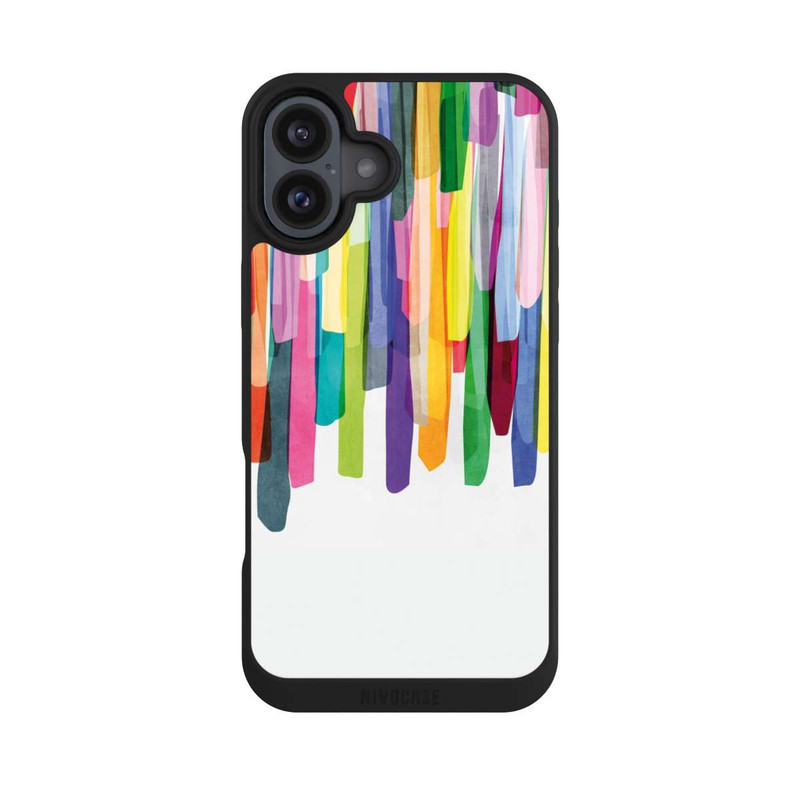 iPhone 16 Plus NIVOpure Bunte Streifen Weißer Hintergrund