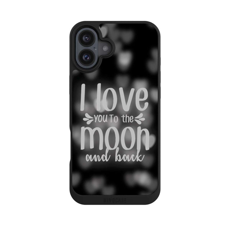 iPhone 16 Plus NIVOpure I Love You to The Moon And Back Black Hearts
