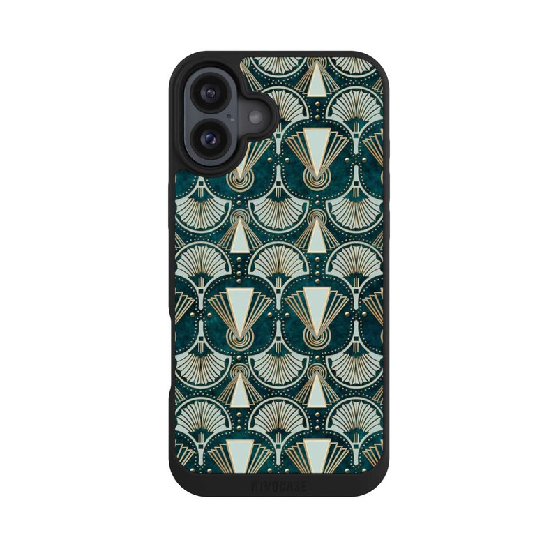 iPhone 16 Plus NIVOpure Art Deco Green Pattern