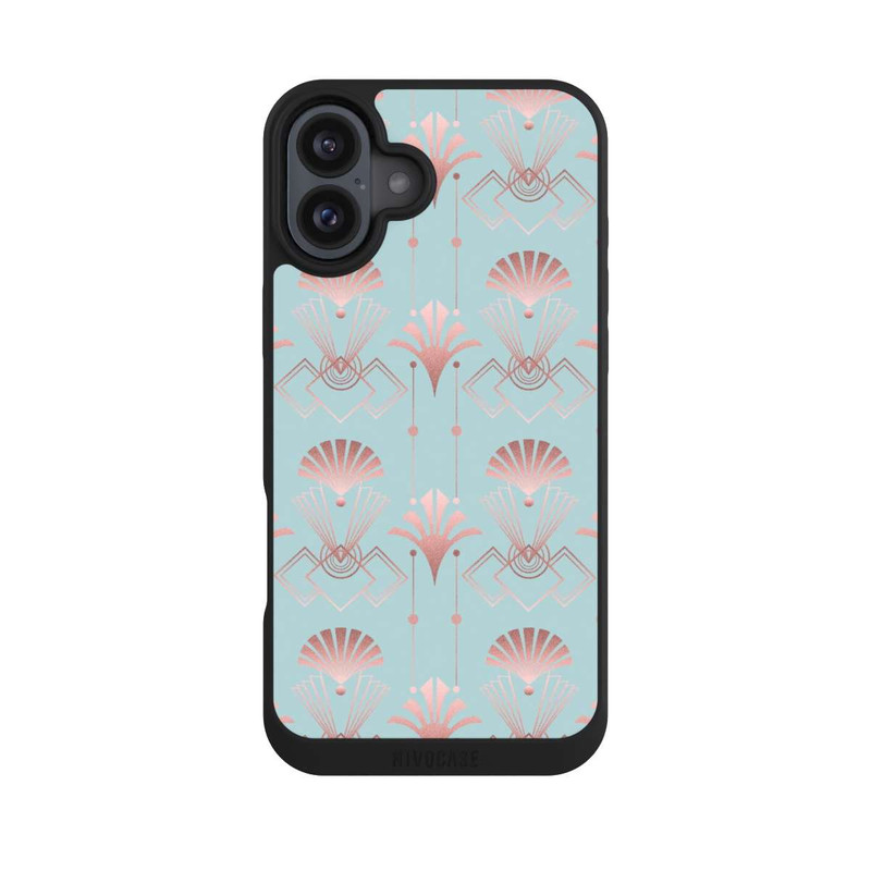 iPhone 16 Plus NIVOpure Art Deco Rose Gold Elegance Blue