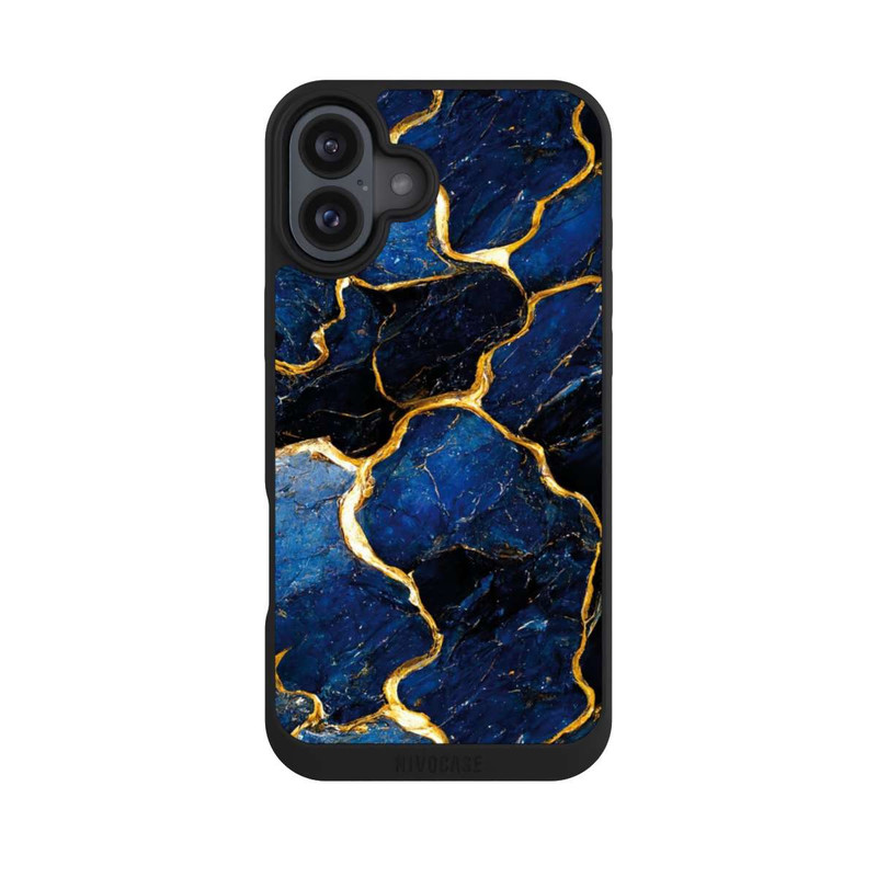 iPhone 16 Plus NIVOpure Blaue Marmor Gold Druck