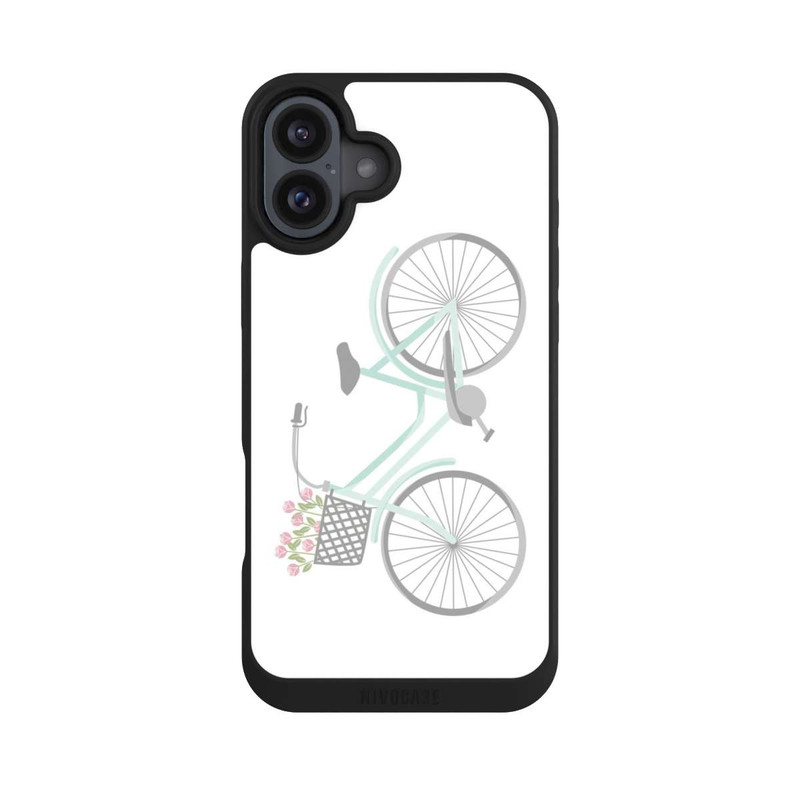 iPhone 16 Plus NIVOpure Retro Fahrrad weißer Hintergrund 