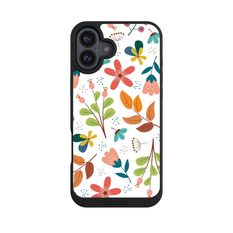 iPhone 16 Plus NIVOpure Fleurs et feuilles blanches