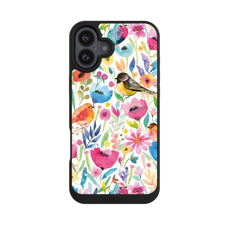 iPhone 16 Plus NIVOpure Oiseaux et fleurs fantaisistes