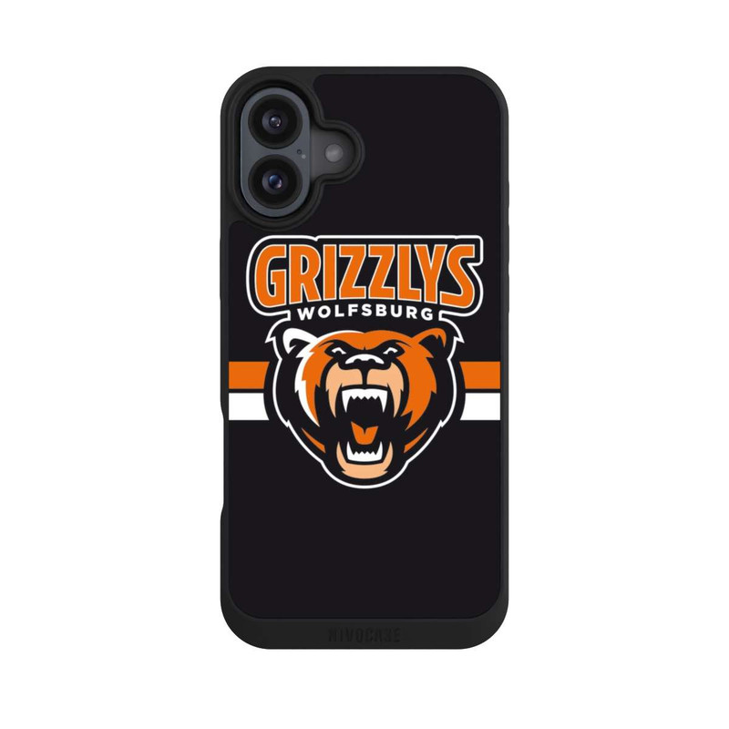 iPhone 16 Plus NIVOpure Logo Streifen Orange und Weiß 