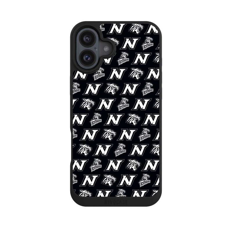 iPhone 16 Plus NIVOpure Nürnberg Ice Tigers Muster Schwarz