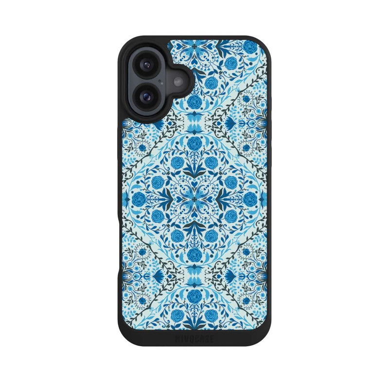 iPhone 16 Plus NIVOpure Blue Floral Tiles