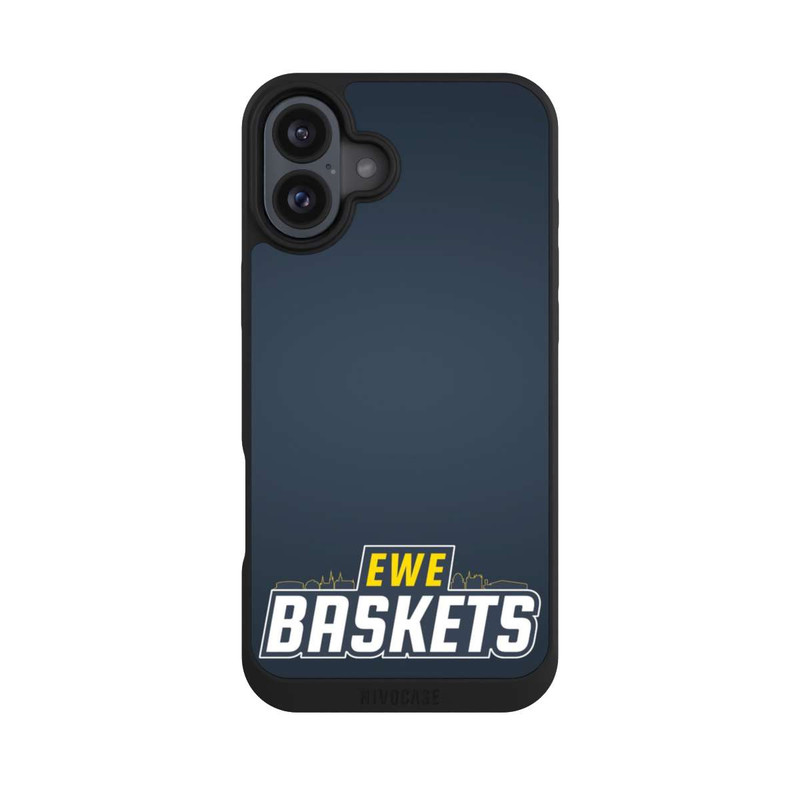 iPhone 16 Plus NIVOpure EWE Baskets Schriftzug Blau