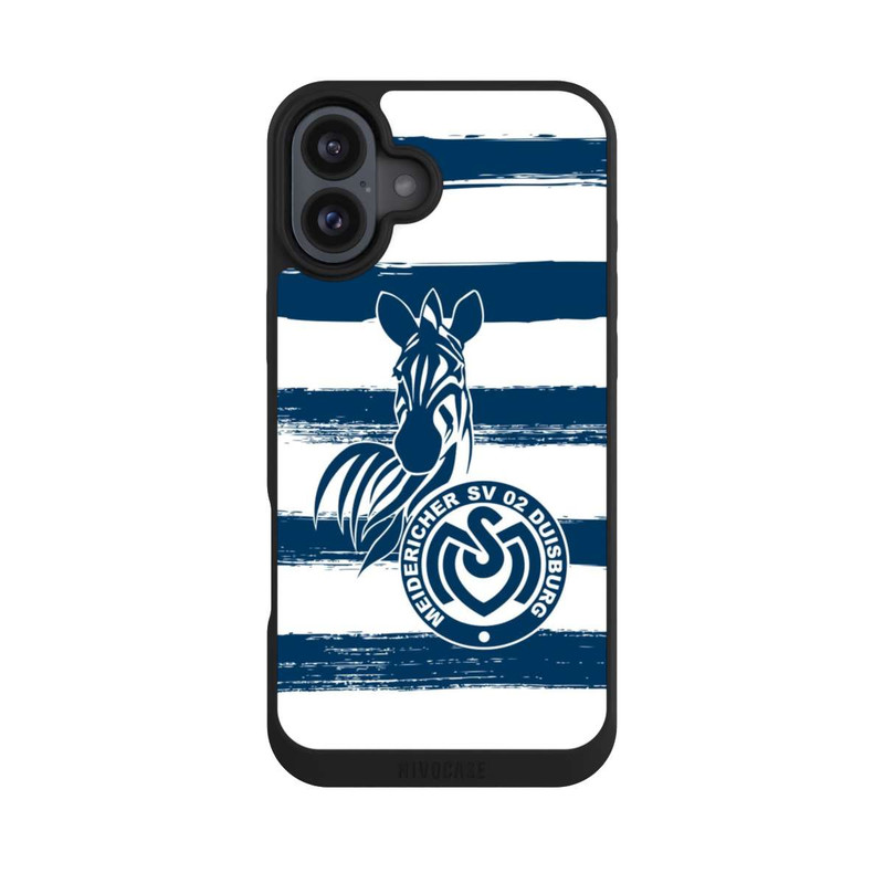 iPhone 16 Plus NIVOpure MSV Duisburg Blau Weiß Gestreift
