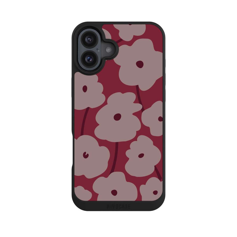 iPhone 16 Plus NIVOpure Minimalistische Blumen Bordeaux