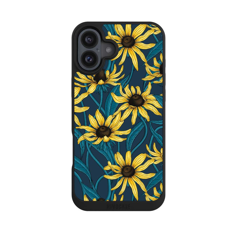 iPhone 16 Plus NIVOpure Sonnenblumen auf Blauem Hintergrund