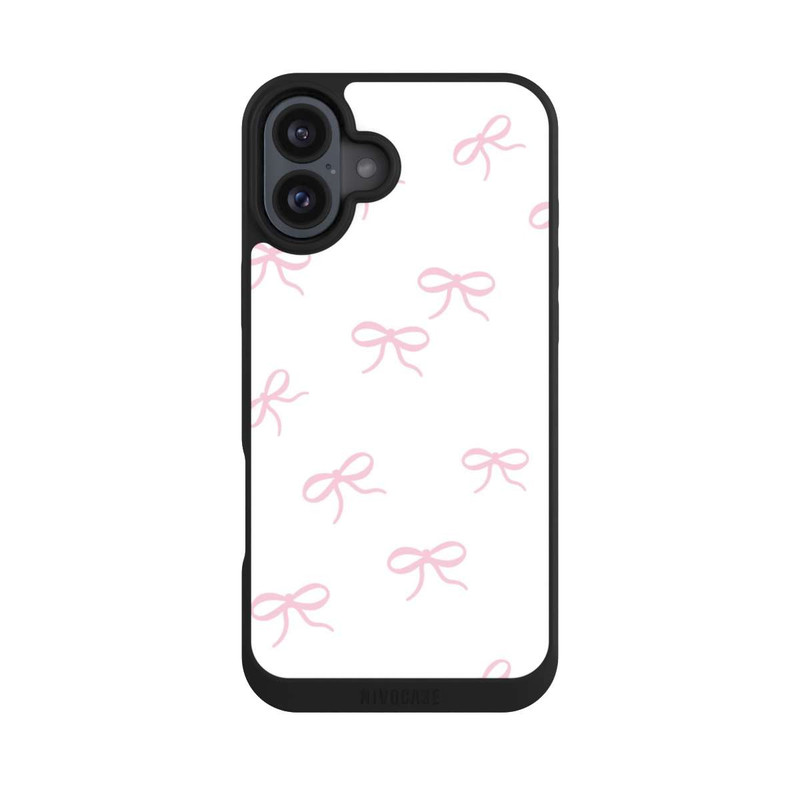 iPhone 16 Plus NIVOpure Bows Pink White Pattern Ribbons