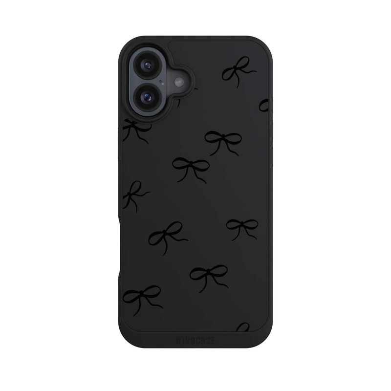 iPhone 16 Plus NIVOpure Bows Black Pattern Transparent