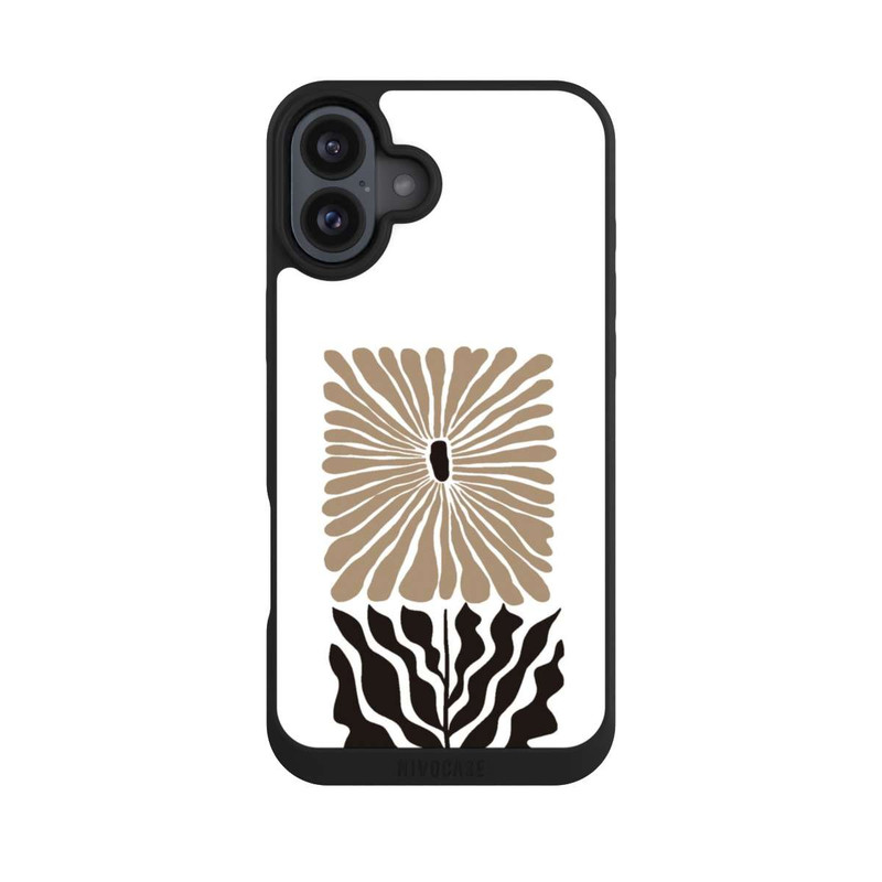 iPhone 16 Plus NIVOpure Fleur Bohème Marron sur Blanc