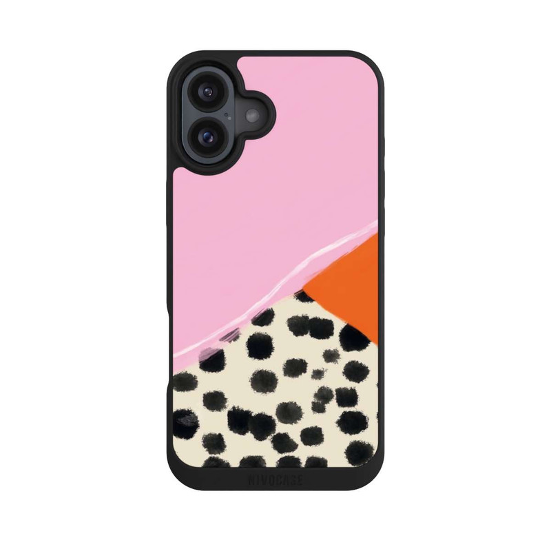 iPhone 16 Plus NIVOpure Rosa und Orange Gepunkteter Hintergrund