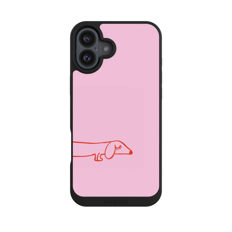 iPhone 16 Plus NIVOpure Dachshund Illustration Pink