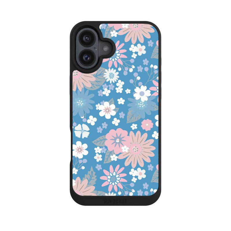 iPhone 16 Plus NIVOpure Wildblumen Muster Blau