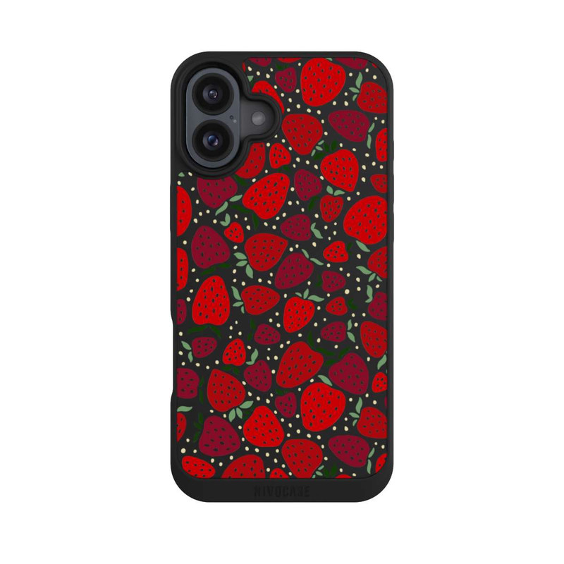 iPhone 16 Plus NIVOpure Erdbeermuster Comic Transparent