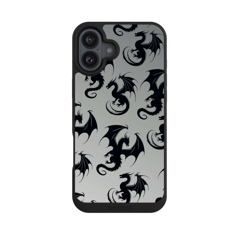 iPhone 16 Plus NIVOpure Drachen Muster Grau