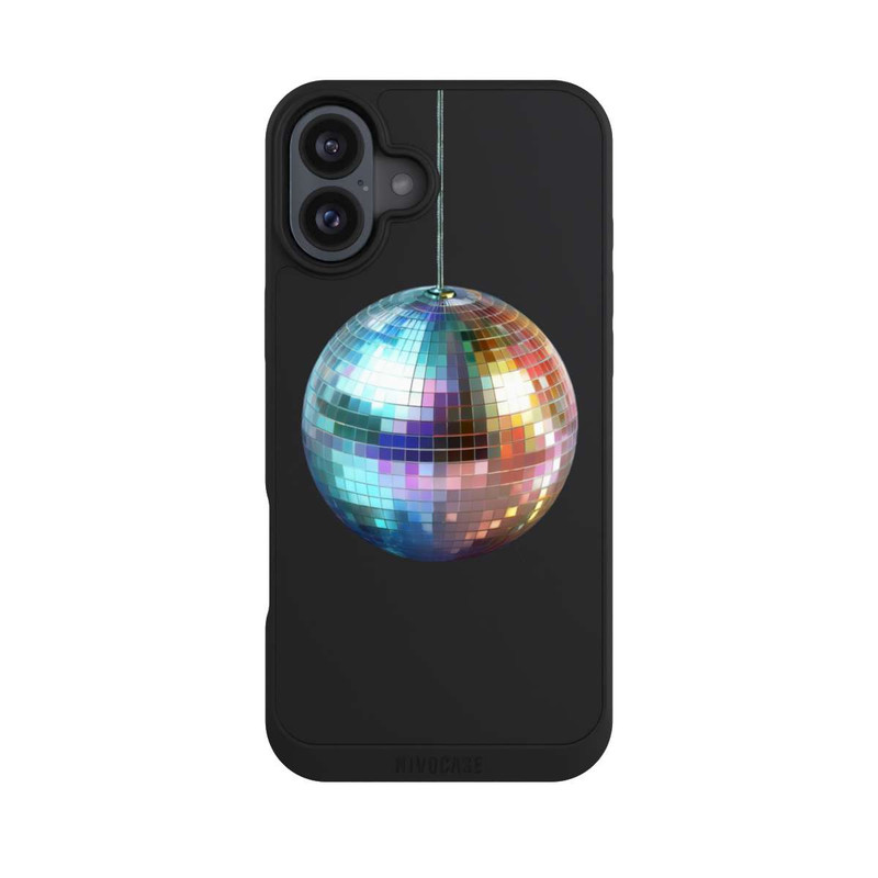 iPhone 16 Plus NIVOpure Discokugel Party Blau Gold Transparent mit KI
