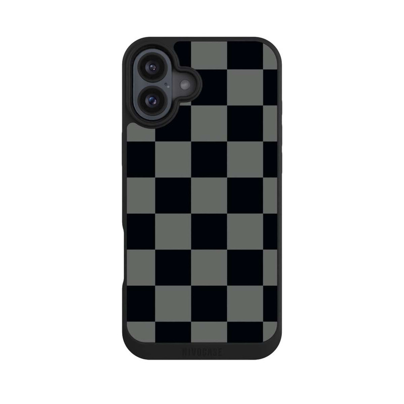 iPhone 16 Plus NIVOpure Schachbrett Schwarz Grau