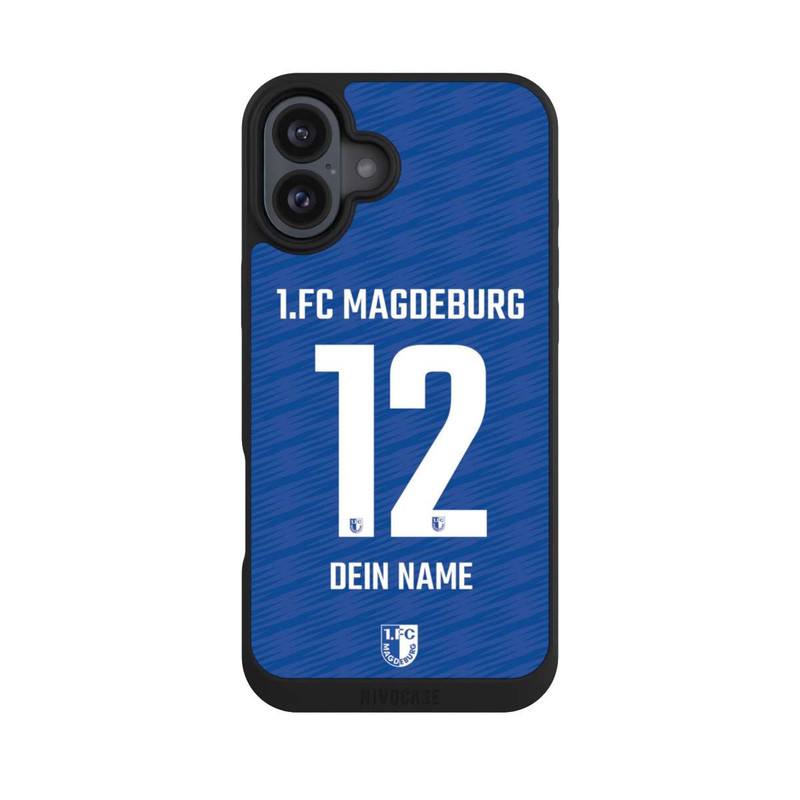 iPhone 16 Plus NIVOpure 1. FC Magdeburg Trikot Personalisierbar 25-26