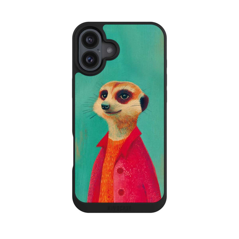 iPhone 16 Plus NIVOpure Erdmännchen Grün Illustration