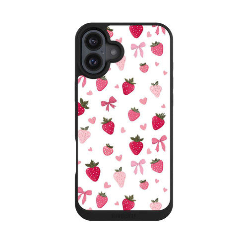 Apple iPhone 16 Plus NIVOpure Erdbeer Herz Schleifen Muster Pink