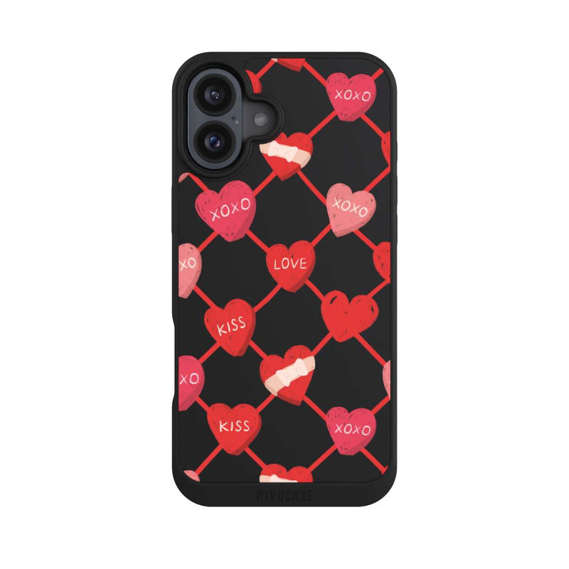 iPhone 16 Plus NIVOpure Herz Muster XOXO Rot