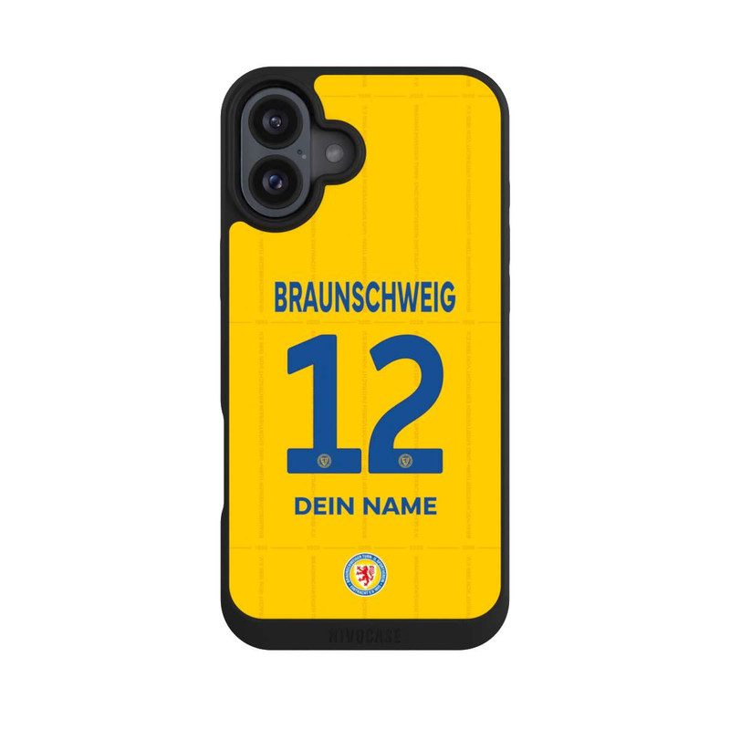iPhone 16 Plus NIVOpure Eintracht Braunschweig Trikot Personalisierbar 25-26
