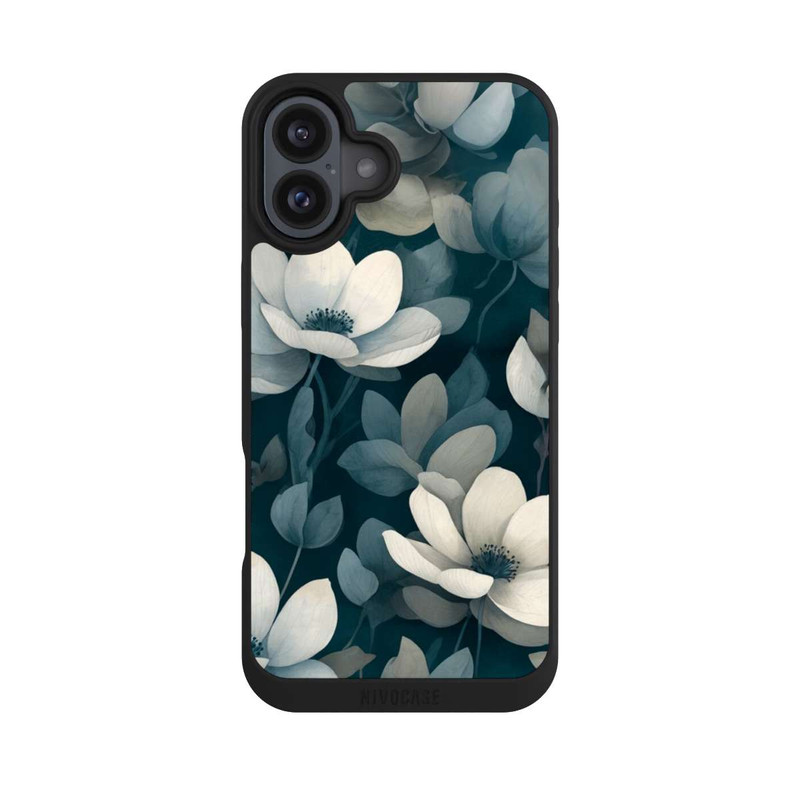 iPhone 16 Plus NIVOpure Petrolfarbene Negativblumen mit KI