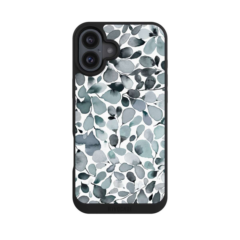 iPhone 16 Plus NIVOpure Eucalyptus Watercolor Leaves Grey
