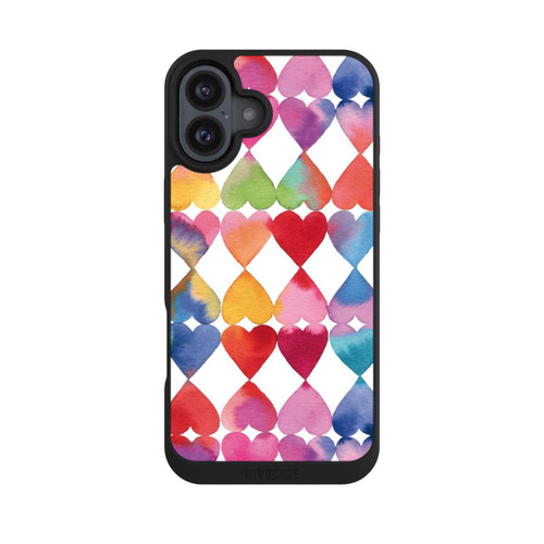 Apple iPhone 16 Plus NIVOpure Colorful Watercolor Hearts Pattern