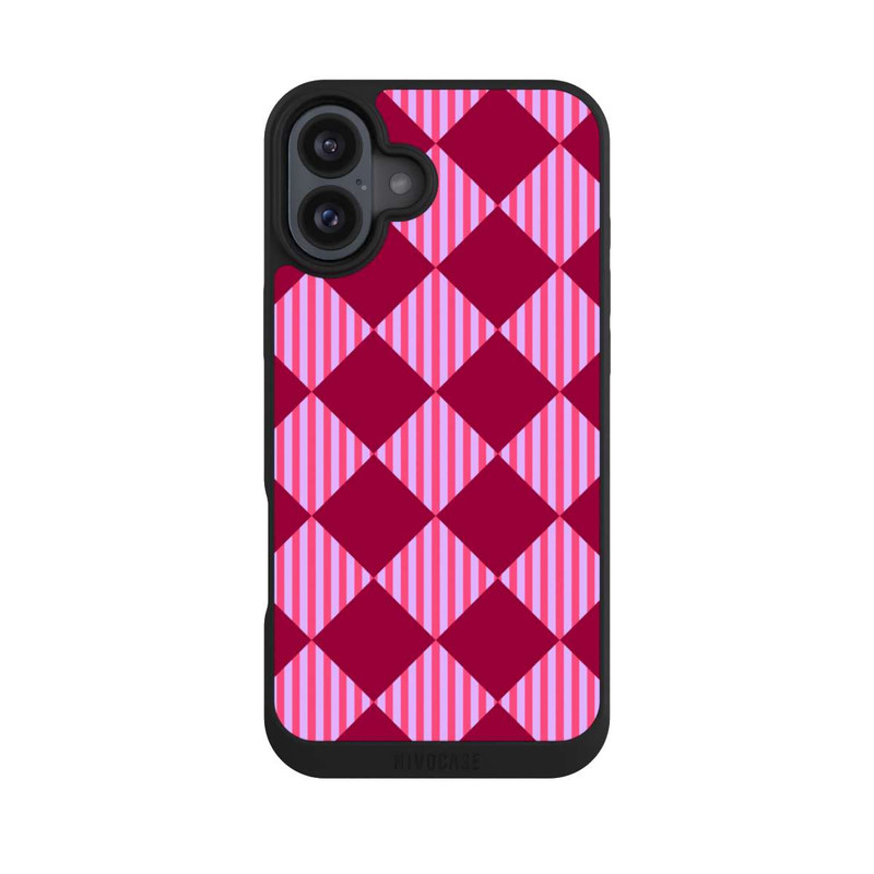 iPhone 16 Plus NIVOpure Rauten Muster Rot Rosa