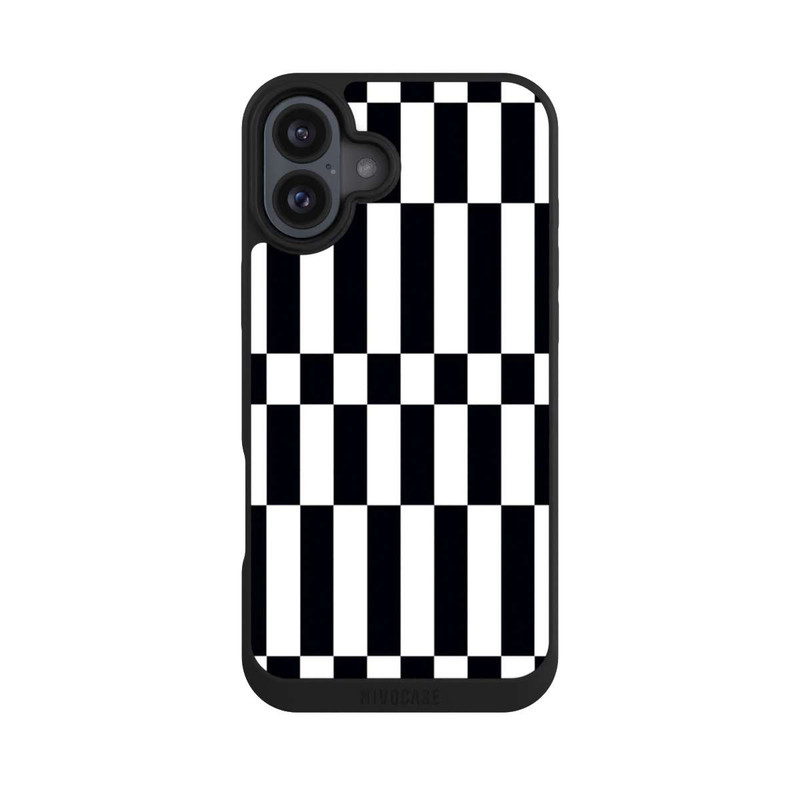 iPhone 16 Plus NIVOpure Checked Abstract Bold Black and White Color Block
